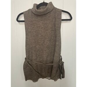 Zara Sleeveless Turtleneck Knit Dress in Taupe